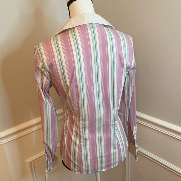 New York & Company Striped Dress Shirt size small Y2K - Picture 4 of 5